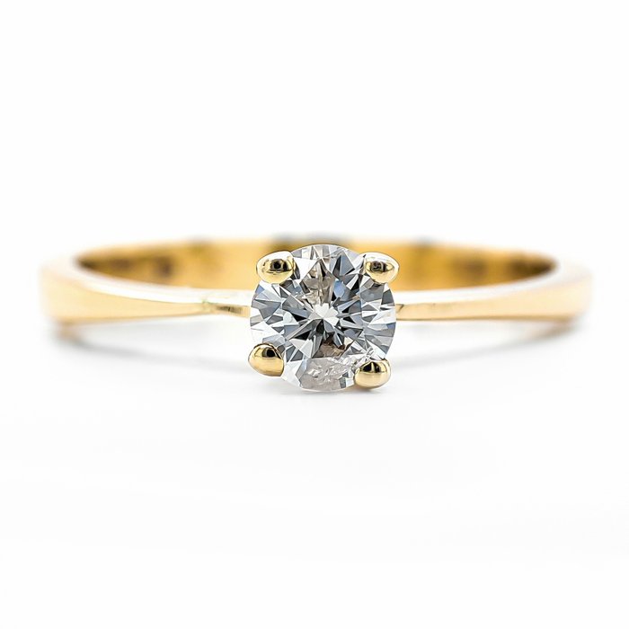 Ring - 14 karat Gulguld -  0.20ct. tw. Diamant (Natur)