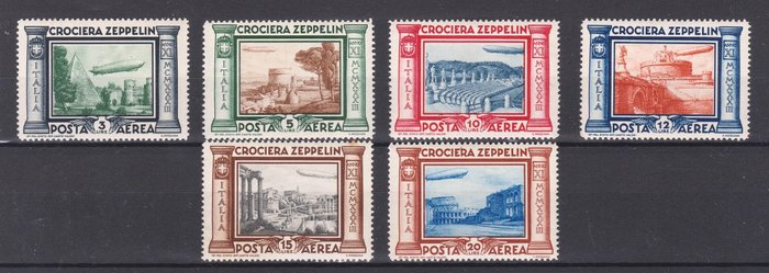 Italien Kongerige 1917/1933 - Udvalg af "Air Mail" med Zeppelin, Triptychs, Experiment og Seaplane - Sassone euro 1.300,00