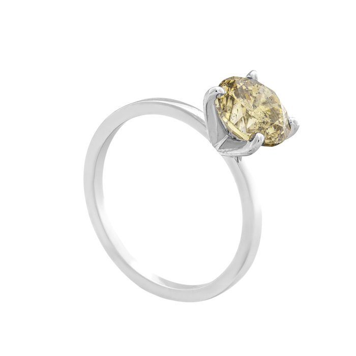 Ingen mindstepris - Ring - 14 karat Hvidguld -  2.11ct. tw. Gul Diamant (Naturfarvet)