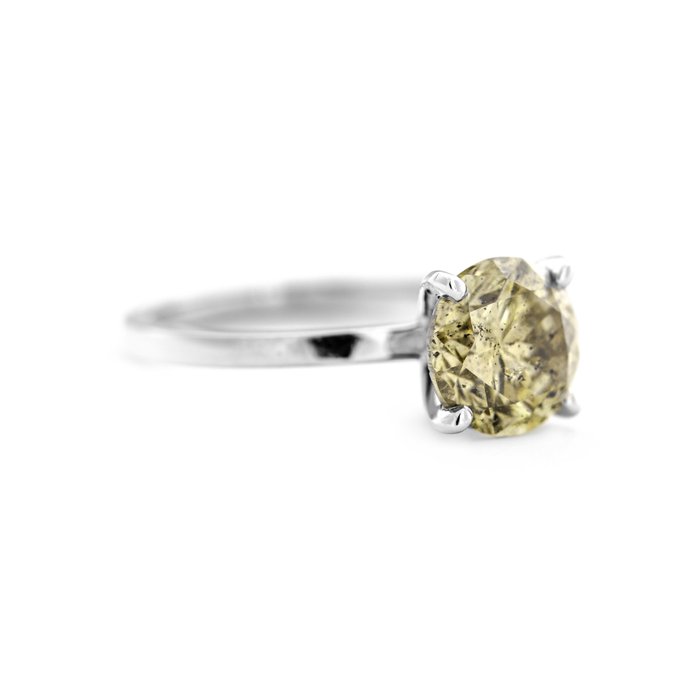 Ingen mindstepris - Ring - 14 karat Hvidguld -  2.11ct. tw. Gul Diamant (Naturfarvet)