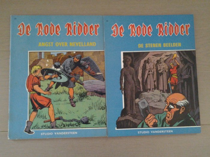 De Rode Ridder 32+34 - Angst over nevelland + De stenen beelden - 2 Album - Første udgave - 1966