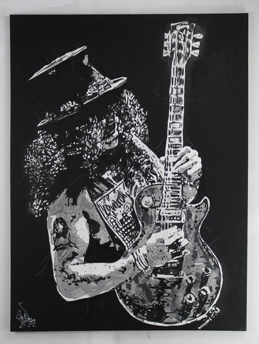 Guns N' Roses - Slash - Velvet Revolver - Snakepit - Handpainted and signed - by PopArt artist - Slash