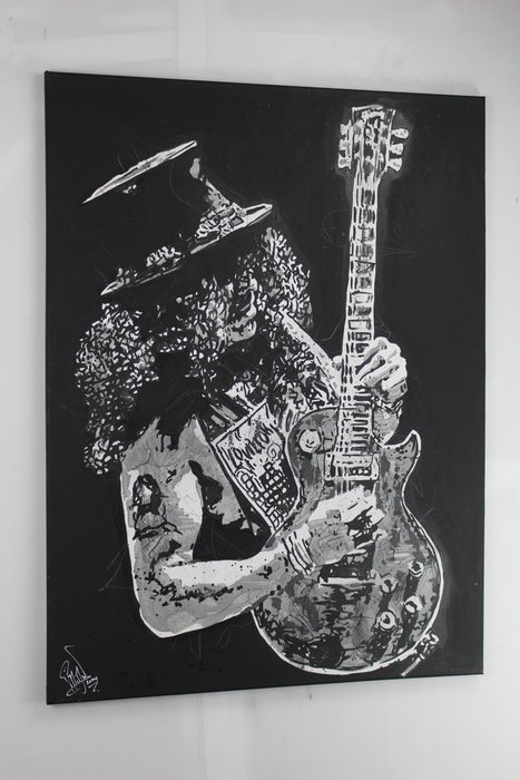 Guns N' Roses - Slash - Velvet Revolver - Snakepit - Handpainted and signed - by PopArt artist - Slash