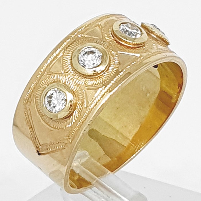 Ring - 18 kraat Gulguld -  0.50ct. tw. Diamant (Natur)