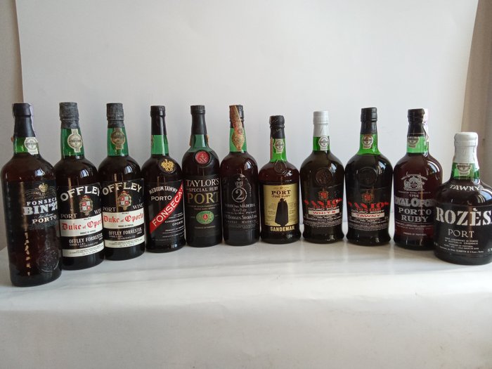 Port  Madeira: Rozes, Sandeman, Royal Oporto, Santos Junior, Offley, Taylor's, Fonseca  Borges - Douro, Madeira - 11 Flasker (0,75 L)