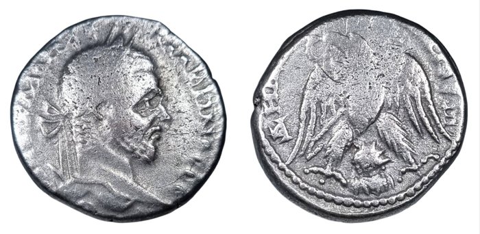 Romarriket. Macrinus (AD 217-218). Tetradrachm Emesa, Seleucis and Pieria. AD 217-218  (Ingen mindstepris)