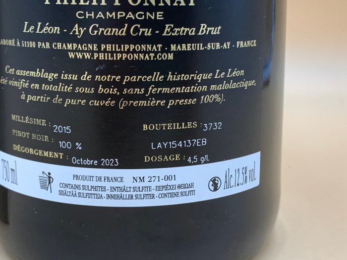 2015 Philipponnat, Le Léon AŸ "Limited Edition" - Champagne Extra Brut, Grand Cru - 1 Flaske (0,75L)