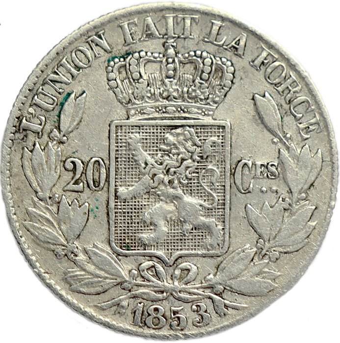 Belgien. Leopold 1.. 20 Centimes 1853 - engraver’s initials with points