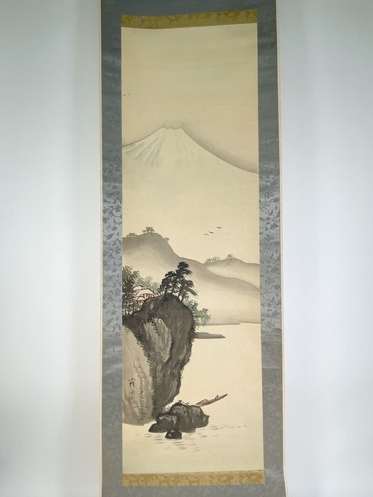 Silke, Hængende Scroll: Maleri af Landskab - Japan - Shōwa-periode (1926-1989)