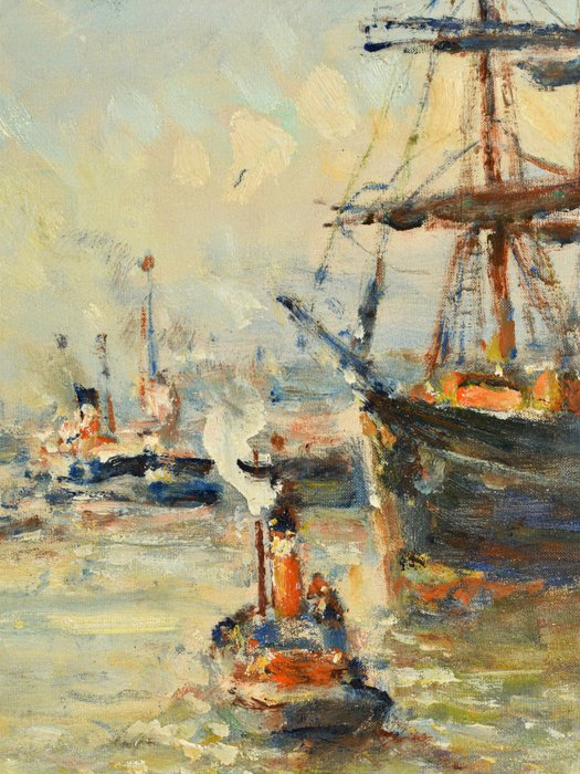 Evert Moll (1878-1955) - Driemaster in de haven