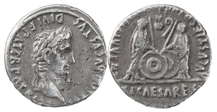 Romarriket. Augustus (27 BC-AD 14). Denarius Lugdunum - Gaius and Lucius  (Ingen mindstepris)