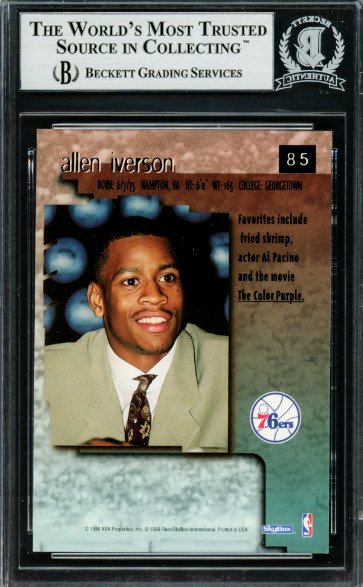 1996 Skybox Premium Allen Iverson #85 - Autograph Card - Rookie Card BGS Autentisk Auto - 1 Graded card