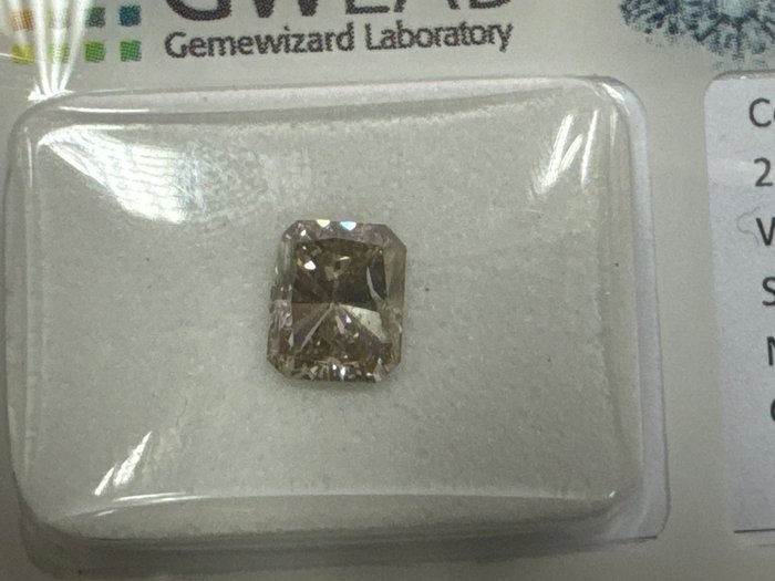 Ingen mindstepris - 1 pcs Diamant  (Naturfarvet)  - 1.00 ct - Rektangel - Fancy light Grå - I1 - Gemewizard Gemological Laboratory (GWLab)