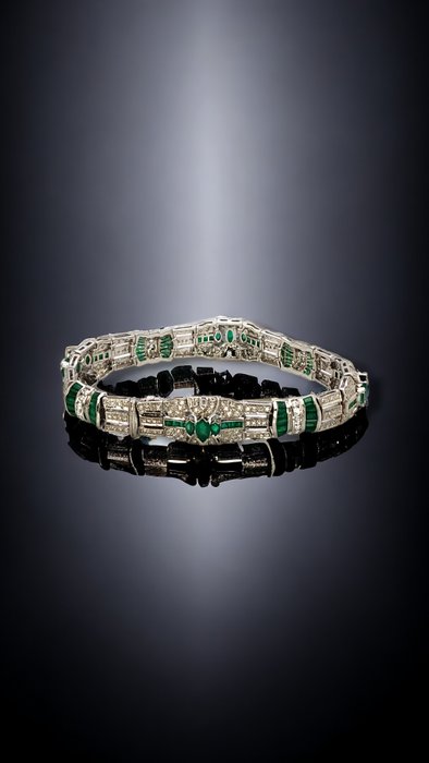 Armbånd - 18 kraat Hvidguld, Art Deco 18 karat guld  6,2 karat diamantarmbånd 1930'erne -  6.24ct. tw. Diamant (Natur)  - Diamant