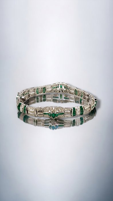 Armbånd - 18 kraat Hvidguld, Art Deco 18 karat guld  6,2 karat diamantarmbånd 1930'erne -  6.24ct. tw. Diamant (Natur)  - Diamant