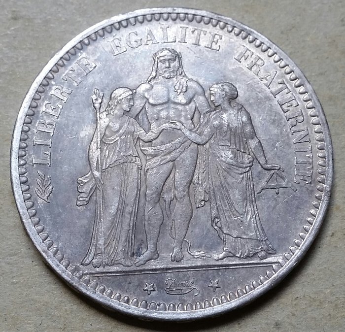 Frankrig. 5 Francs 1873-1874-1875 A (Paris)