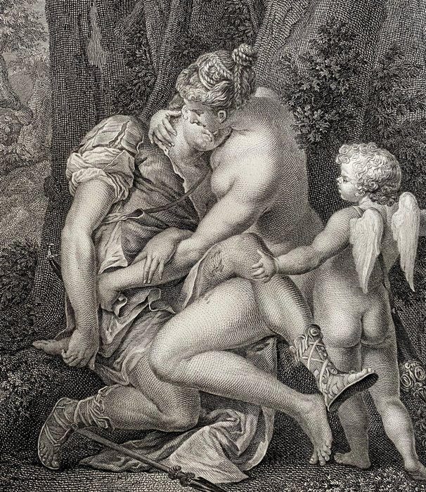 Le Villain (XVIII), d'après Luca Cambiaso (1527-1585) - Venus mourning Adonis by Italian Mannerist painter