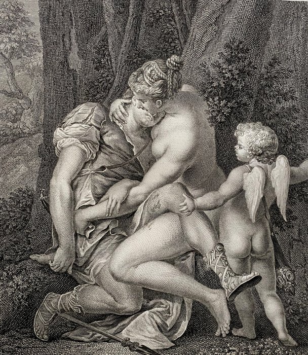 Le Villain (XVIII), d'après Luca Cambiaso (1527-1585) - Venus mourning Adonis by Italian Mannerist painter