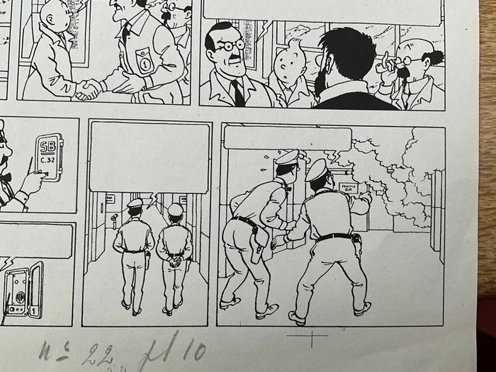 Hergé - On a Marché sur la Lune  - Tirage planche sans textes pour parution journal Tintin