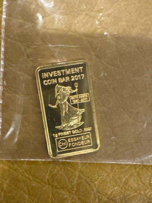 1 gram - Guld - Gabun - Investment Coin Bar 2017 - Britannia  (Ingen mindstepris)