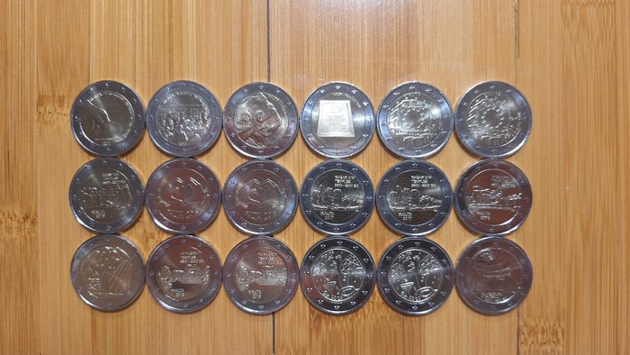 Malta. 2 Euro 2011/2022 (18 monnaies)  (Ingen mindstepris)