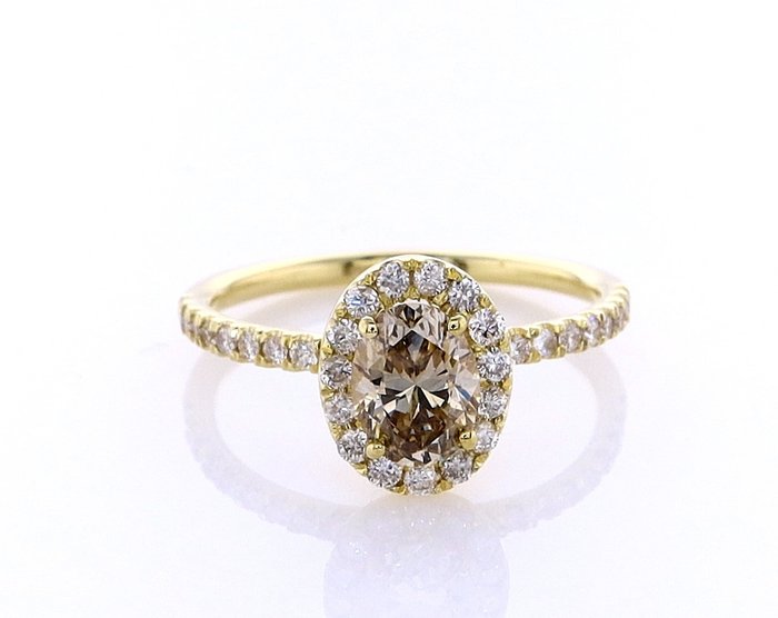 Ring - 14 karat Gulguld -  0.76ct. tw. Diamant (Naturfarvet) - Diamant