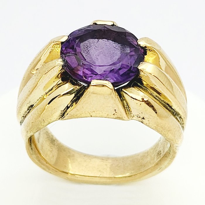 Ring - 18 kraat Gulguld -  4.20ct. tw. Ametyst