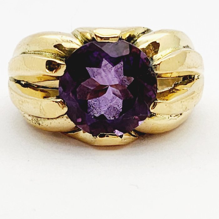 Ring - 18 kraat Gulguld -  4.20ct. tw. Ametyst