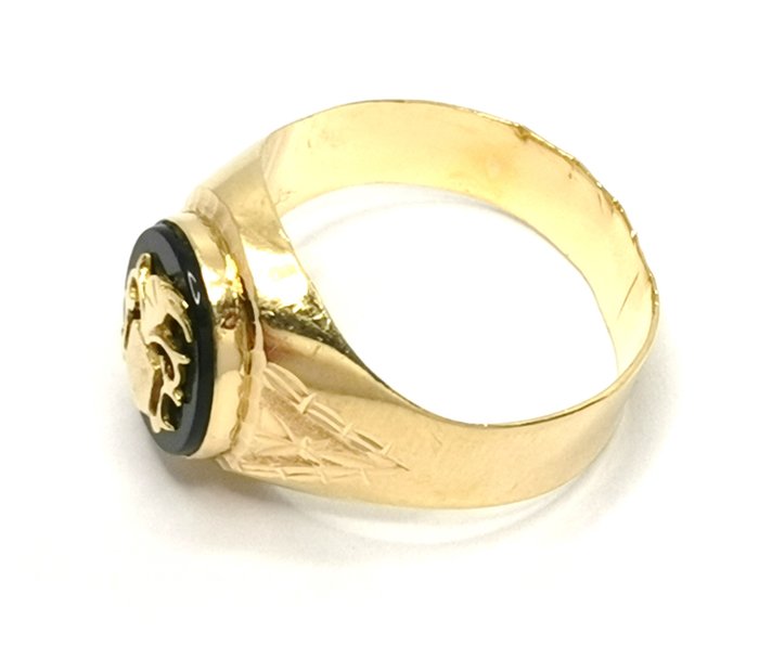 Ring - 18 kraat Gulguld Onyx