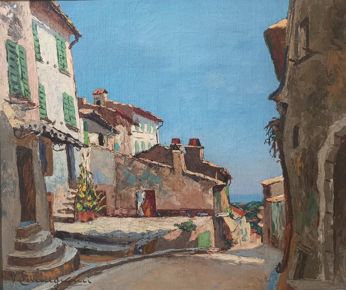 Vincent Cermignani (1902-1971) - Rue de ville sur la Côte d'Azur