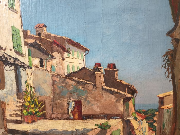 Vincent Cermignani (1902-1971) - Rue de ville sur la Côte d'Azur