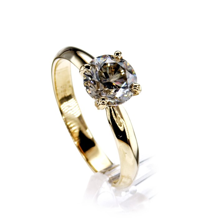 Ingen mindstepris - Forlovelsesring - 14 karat Gulguld -  1.54ct. tw. Diamant (Naturfarvet)