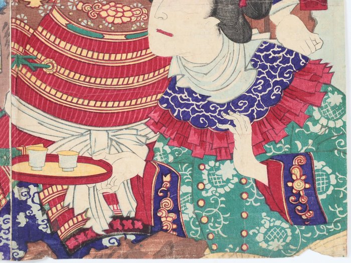 Ukiyo-e Kabuki Actor Portrait Triptych - Yōshū Chikanobu 楊洲周延 - Japan -  Meiji-perioden (1868-1912) (ingen reservepris)