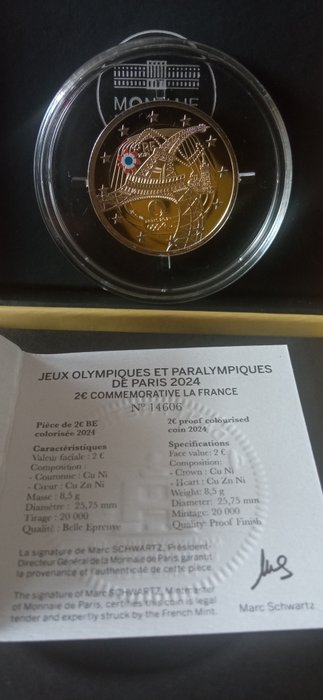 Frankrig. 2 Euro 2024 "La Tour Eiffel Danse" Proof  (Ingen mindstepris)