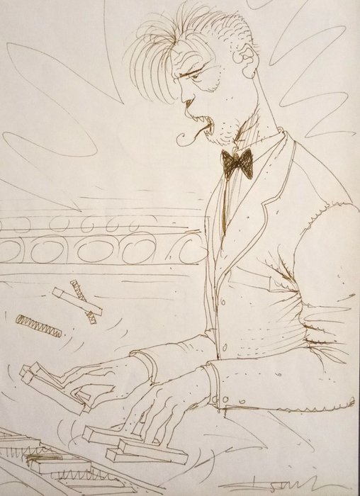 Bilal, Enki - 1 Original drawing - Exterminateur 17 - Le Pianiste