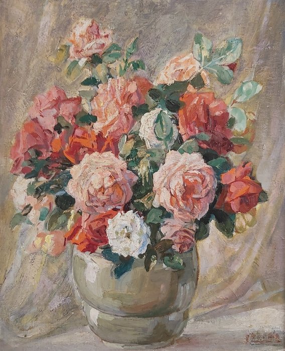 Fransk skole (XIX) - Still life with roses