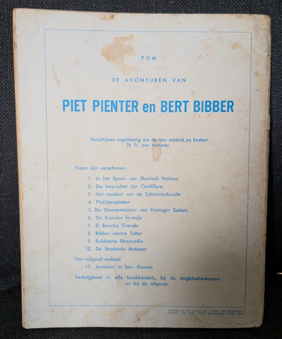 Piet Pienter en Bert Bibber 10 - DE Stralende Méteoor E.O. - 1 Album - Første udgave