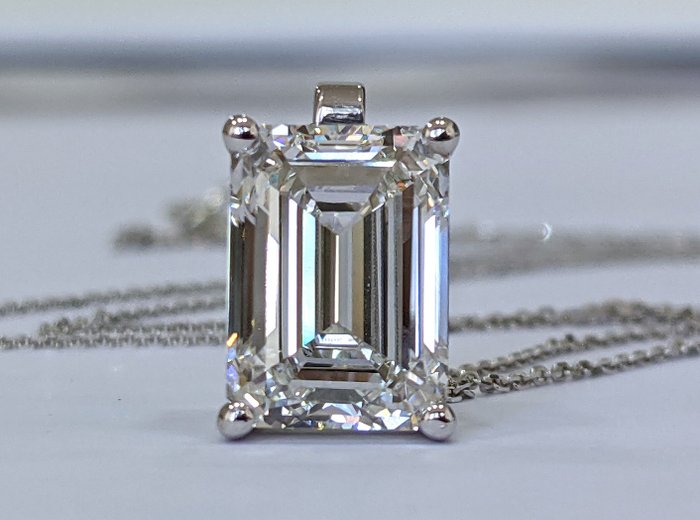 Ingen mindstepris - Halskæde med vedhæng - 14 karat Hvidguld -  5.62ct. tw. Diamant (Laboratoriedyrket) - F VS1 IGI Certificeret