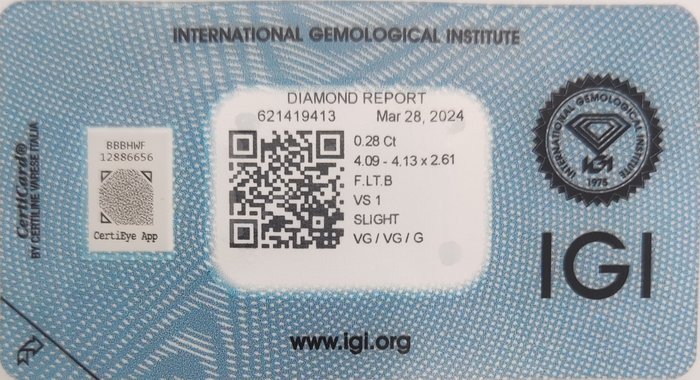 Ingen mindstepris - 1 pcs Diamant  (Naturfarvet)  - 0.28 ct - Rund - Fancy light Brun - VS1 - International Gemological Institute (IGI)