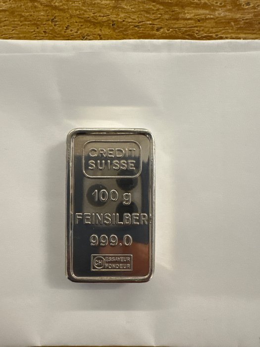 100 gram - Sølv 999 - credit suisse svizzera  (Ingen mindstepris)