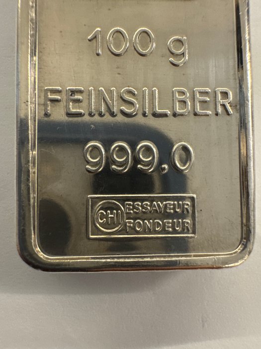 100 gram - Sølv 999 - credit suisse svizzera  (Ingen mindstepris)