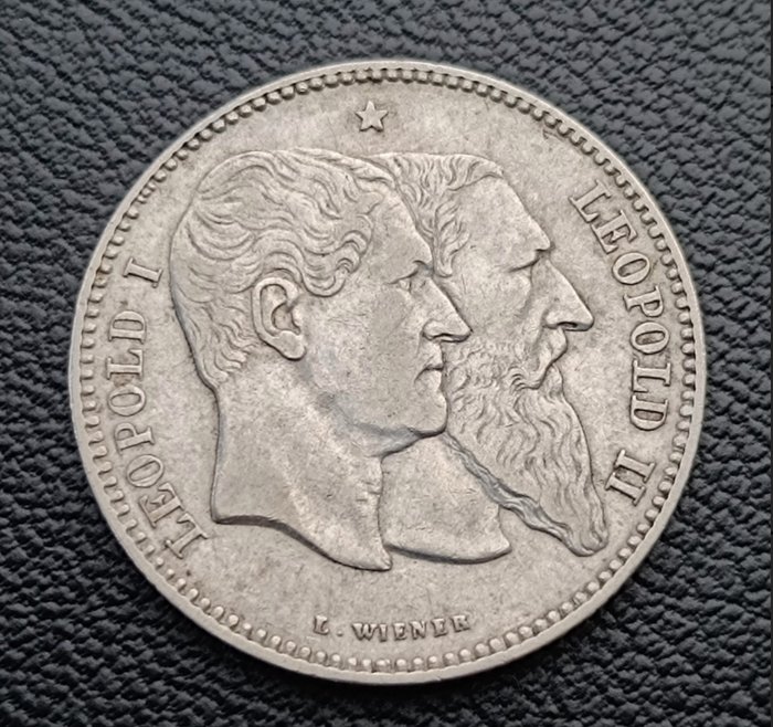 Belgien. Leopold 1.. 2 Francs 1880  (Ingen mindstepris)