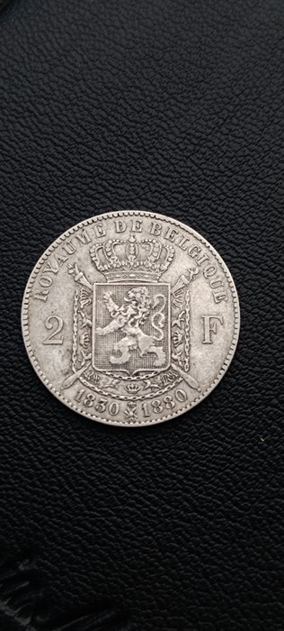 Belgien. Leopold 1.. 2 Francs 1880  (Ingen mindstepris)