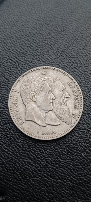 Belgien. Leopold 1.. 2 Francs 1880  (Ingen mindstepris)