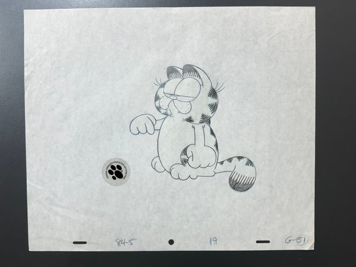 Garfield and Friends (1988) - 1 Original animationstegning af Garfield, håndtegnet og mærket