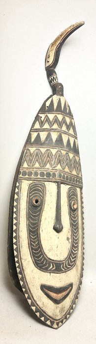 130 cm! Dobbelt maske konstruktion med klan totem fugl - Sepik River Kupkain - Papua Ny Guinea  (Ingen mindstepris)