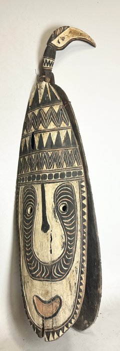 130 cm! Dobbelt maske konstruktion med klan totem fugl - Sepik River Kupkain - Papua Ny Guinea  (Ingen mindstepris)