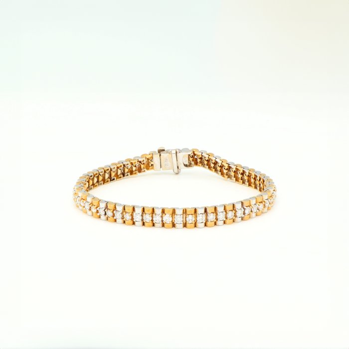 Armbånd - 18 kraat Gulguld, Hvidguld Diamant (Natur)