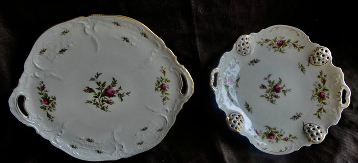 Rosenthal - Wienerbrød/kagesæt (7) - Sanssouci mosrose elfenben - Porcelæn