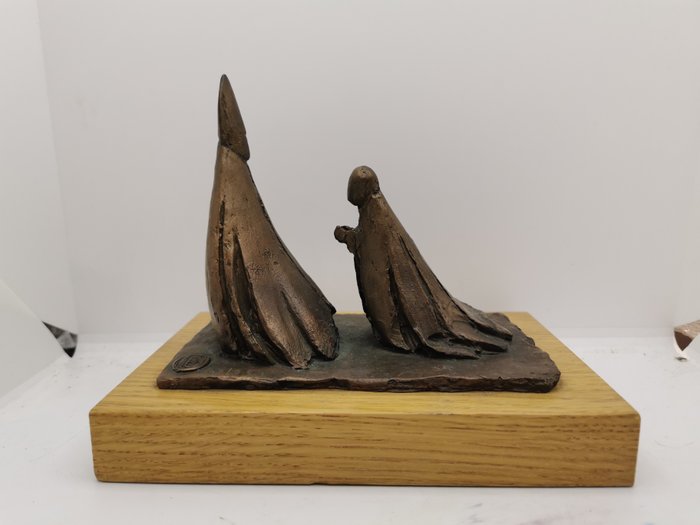 Giacomo Manzu (1908-1991) after - Skulptur Papa Giovanni e il cardinale - 15 cm - Bronze